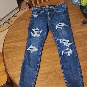 American Eagle Outfitters Ripped Dark Blue Skinny Jeans